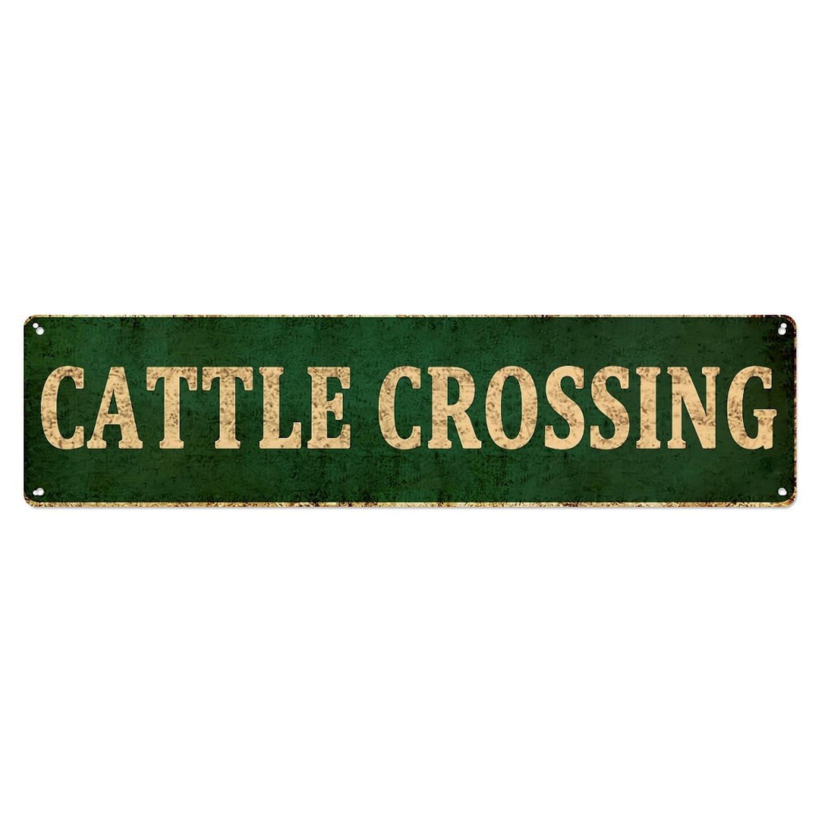 Cattle Crossing Sign Pattern Metal Tin Sign Plaque