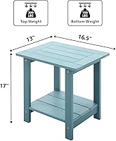 Vista 2 de Mesa auxiliar doble Adirondack Meluvici resistente a la intemperie, mesa de centro rectangular para exterior para silla Adirondack, Aruba