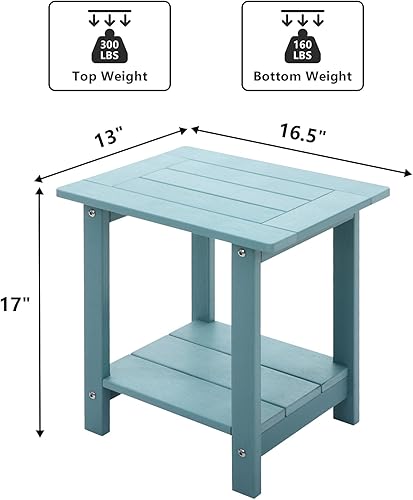 Vista 23 de Double Adirondack - Mesa auxiliar rectangular para exteriores, resistente a la intemperie, para silla Adirondack, color gris