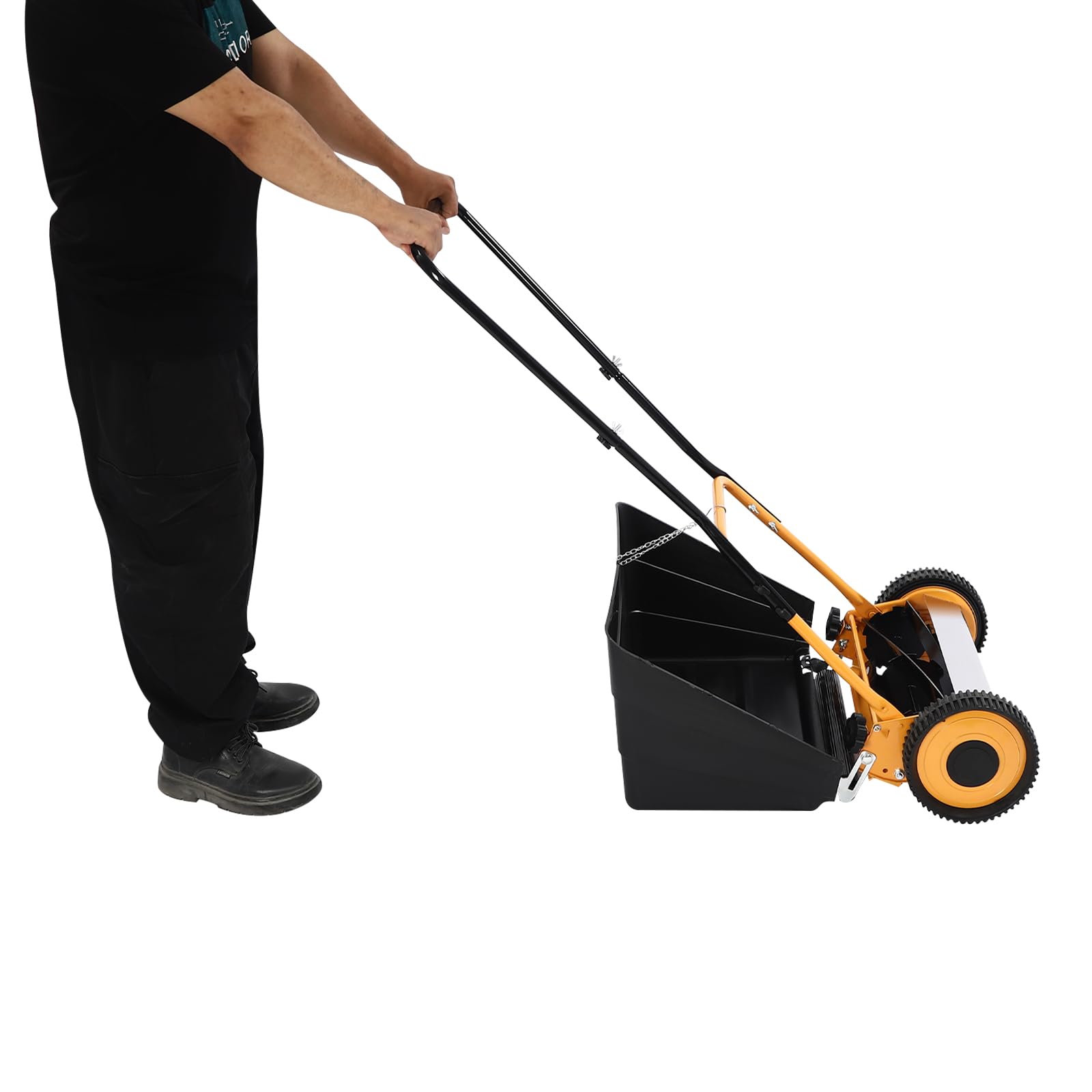 Rasenmäher, Spindelmäher mit 35,56cm Schnittbreite, 12-42mm Mähhöhe, Handrasenmäher, manueller Rasen
