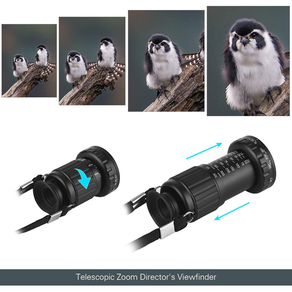 Cosiki Mirino Regista Portatile 11X, Mini Obiettivo Zoom Telescopico con Filettatura Anteriore da 41 Mm per Fotografi Professionisti, Produzione Video di Film TV, Include Panno per la