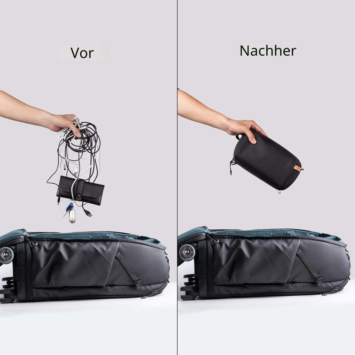 PGYTECH Kabeltasche Elektronik Organizer Pouch Mini, wasserdichte Tech Bag, Multifunktionale Reisetasche für Insta360 Actionkameras, Kabel, Power Bank, SD -Karte Zubehör, Schwarz