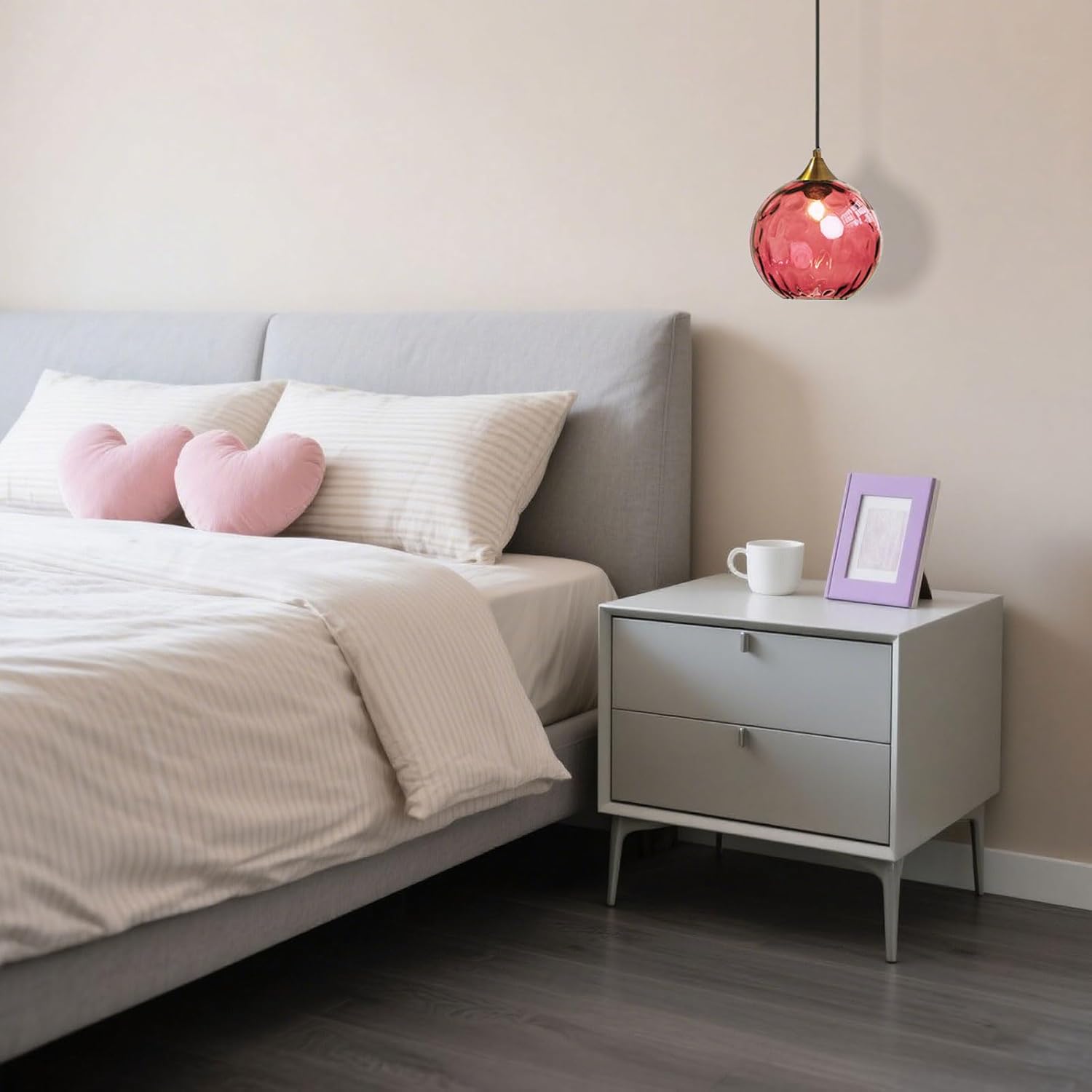 8 Inch Red Wine Glass Pendant Light Bronze Gold E26 Fixture Vintage Indoor Lighting Kitchen Island Dining Room Bedroom Living Room Ceiling Mount (Red Wine, 7.9inchs)