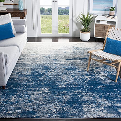 SAFAVIEH Brentwood Collection X-Large Area Rug - 11' x 15', Grey & Navy, Modern Abstract Design, Non-Shedding & Easy Care, Ideal for High Traffic Areas in Living Room, Bedroom (BNT822G)