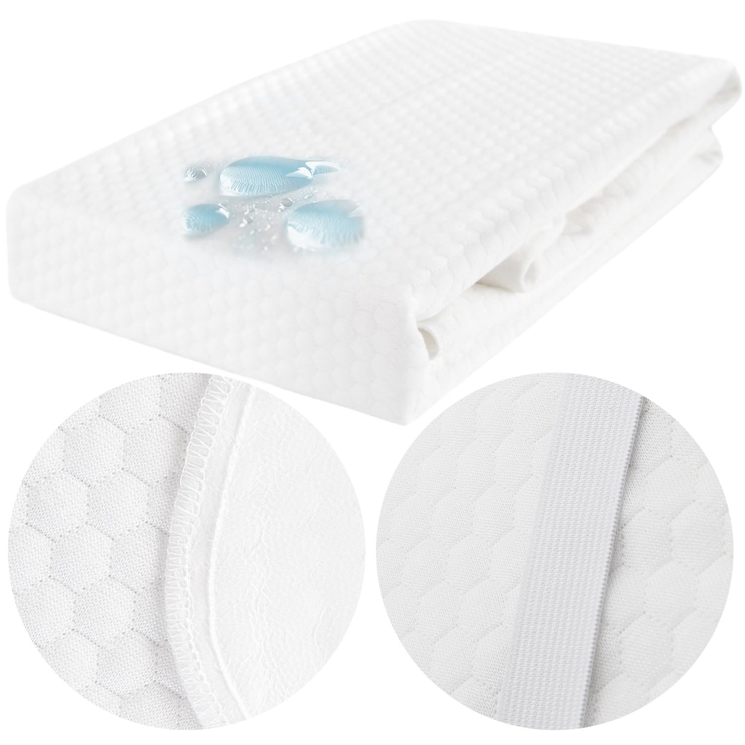 Protector de Colchón 120 x 200 cm - Protector de Cama Impermeable - Cubrecolchón Antihumedad - Bajo Colchón Tencel Acolchado con Óxido de Zinc - Blanco