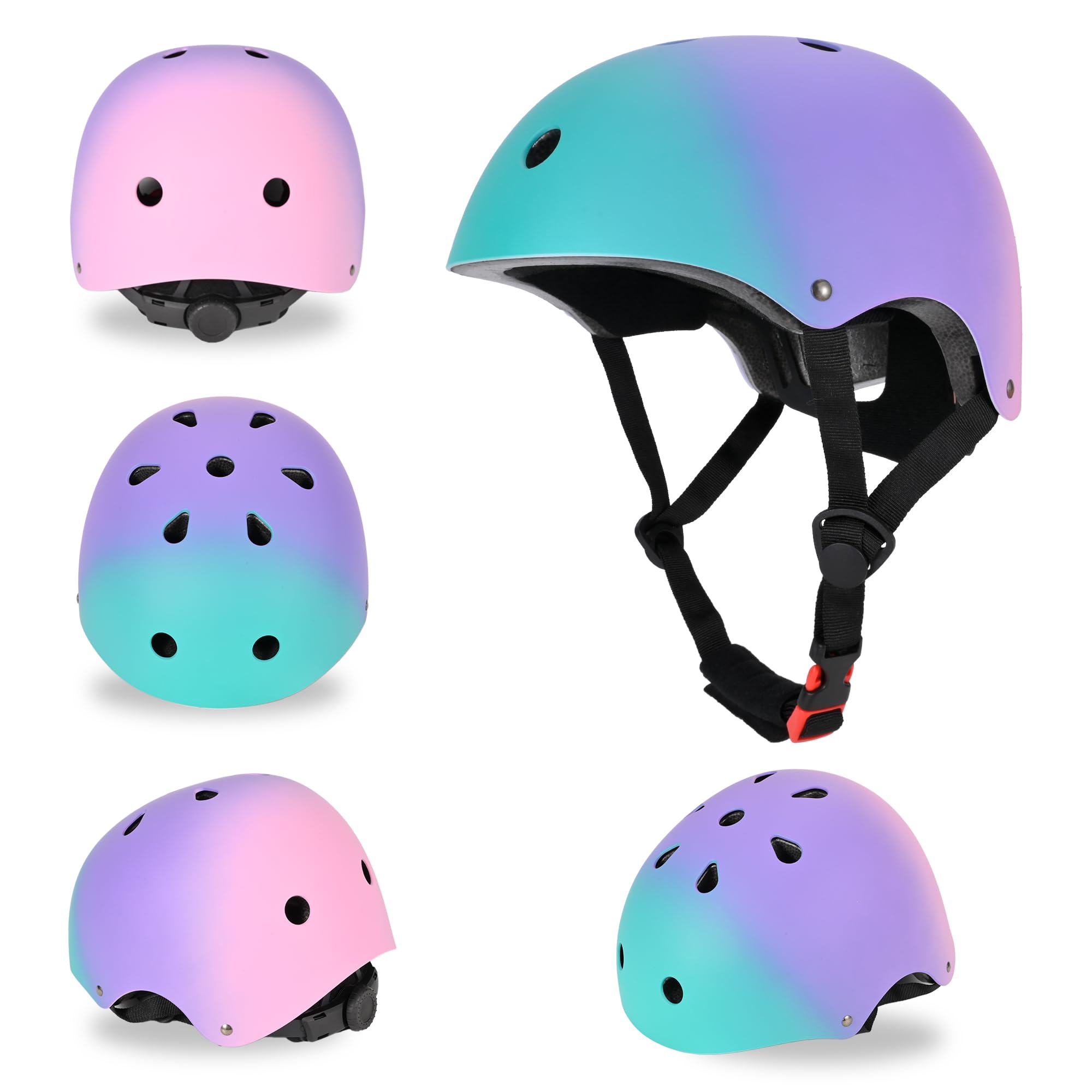 Casco per bambini regolabile, casco da bicicletta per bambini resistente agli urti e agli impatti, 11 prese d'aria, imbottitura in schiuma