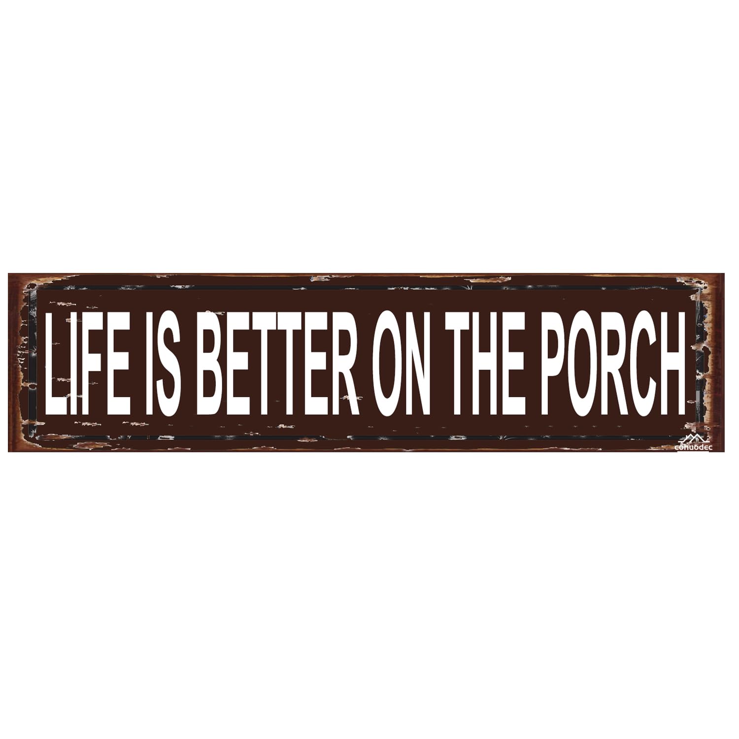 Life is Better On The Porch Rustic Metal Sign 4x16 Inch - Farmhouse Family Porch Home Decor
