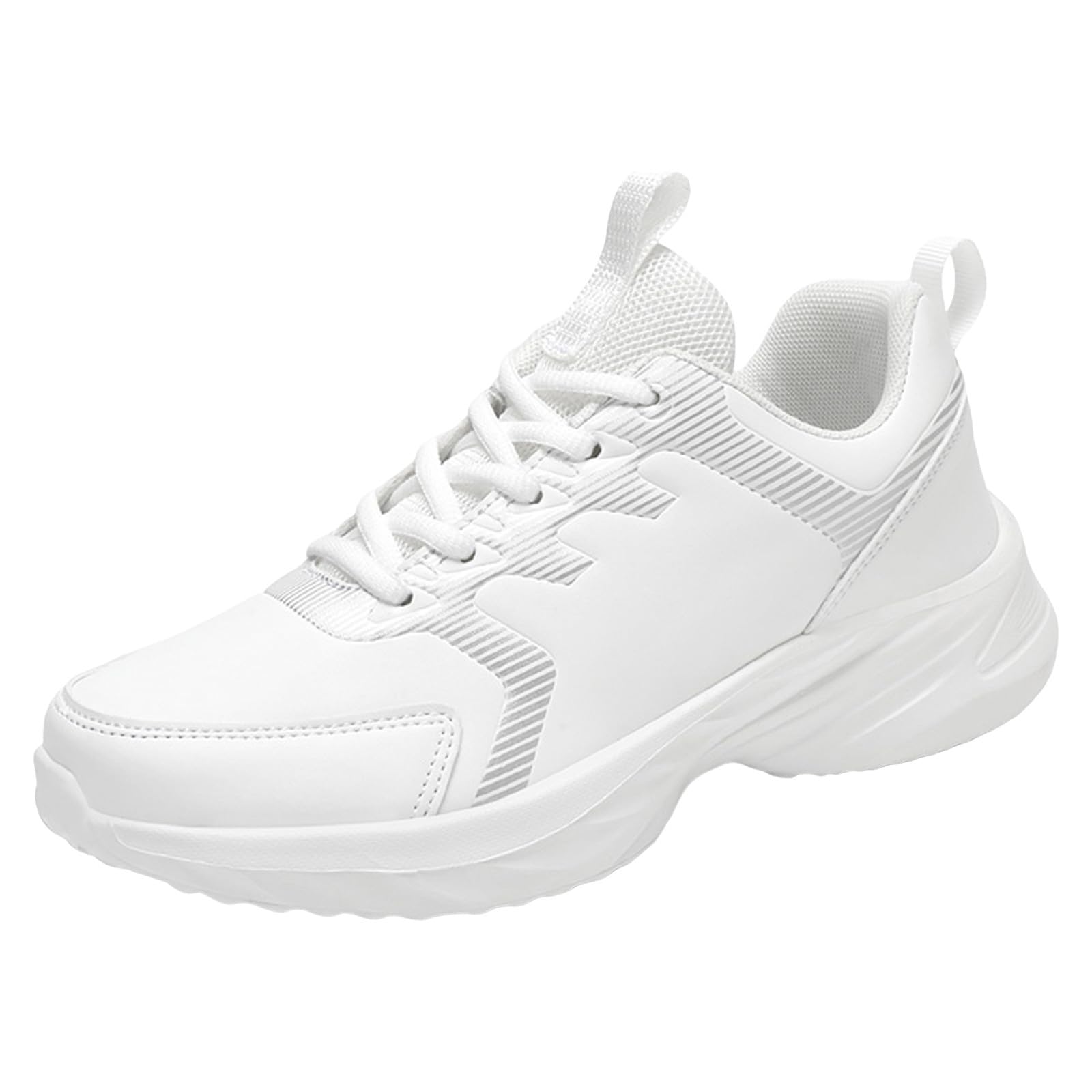 Scarpe da ginnastica da donna leggere con suola spessa, modello alla moda, semplici tinta unita, comode, casual, fondo spesso, fondo piatto, scarpe da ginnastica traspiranti per camminare