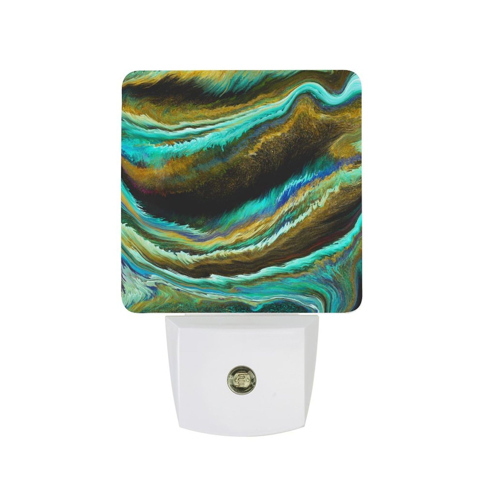 Nqrxadcrt Style Blue With Gold Marble Texture Night Light Plug In Wall Lights Bedside Lamp Bedrooms Home Hallways Decoration