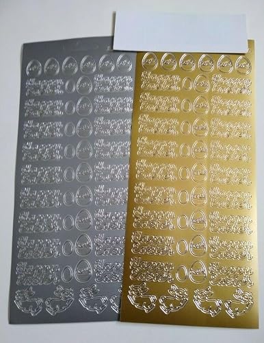 Trto Gold 1Pcs Color Happy Easter With Eggs Bunny Bunnies Peel Off Stickers Card Making Easy To Use And Sticks