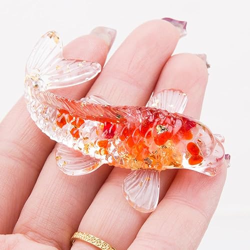 Miniatura 2 de 6 piezas hechas a mano en miniatura Koi Fish Red Crystal Decor Resina Soplado Fish Fgurines Feng Shui Lucky Goldfish Ornamento Estatua