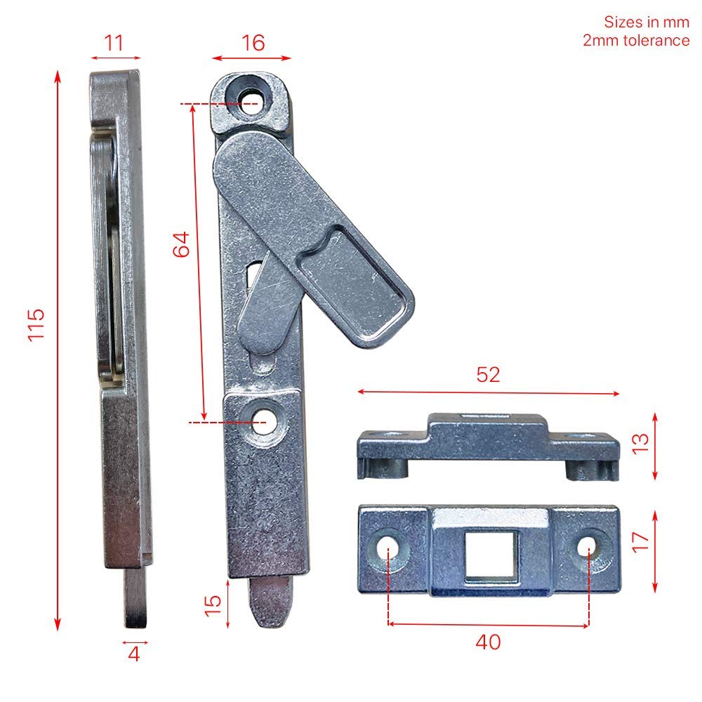 Avocet UPVC Finger Bolt – Shoot Bolt For French Doors & Patio Doors, Silver Finish