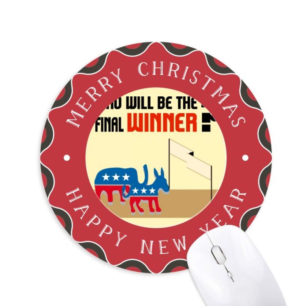 Last Election Winner Who Mouse Pad Merry Christmas Round Rubber