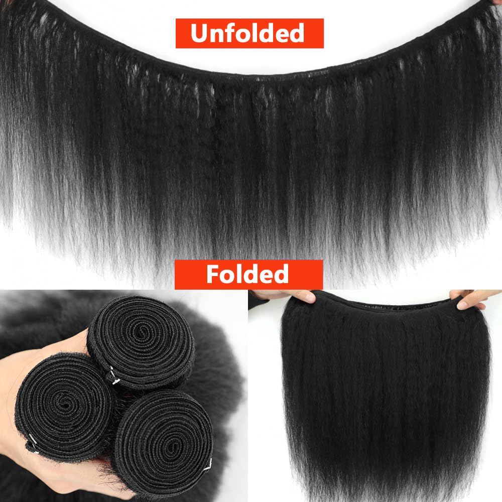 Bele Kinky Straight Human Hair 3 Bundle 14 16 18 inch Brazilian 12A Yaki Straight Human Hair Weave Bundles for Women Natural Color Can be Dyed or Bleached - Image 3