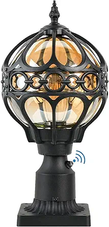 Outdoor Post Light Fixtures for Driveway Yard Lawn Patio Garden, Black Waterproof Exterior Pier Mount Post Light Outside Aluminum Post Lamp Light