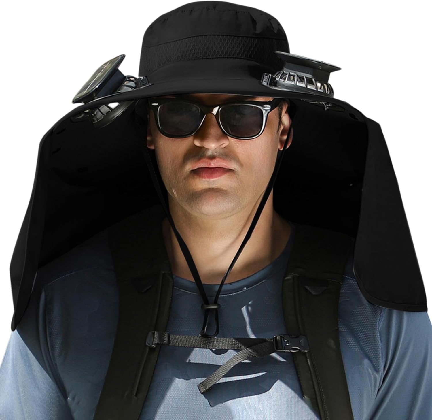 Wide Brim Solar Fan Hat, Outdoor Sun Protection Cap,Supports Solar & USB Charging, for Fishing, Travel & Outdoor Sports