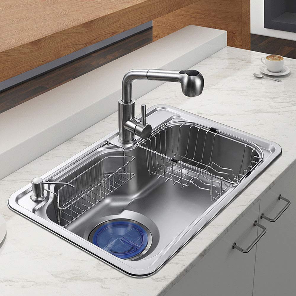 HomeLava Fregaderos de cocina Fregadero empotrado de un solo lavabo Accesorios de cocina (sin grifo incluido, 68 * 46 * 21 cm)