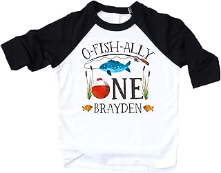 Personalized O-Fish-Ally- ONE Boys 1st Birthday Shirt Fishing First Birthday Boy Shirt - coolthings.us