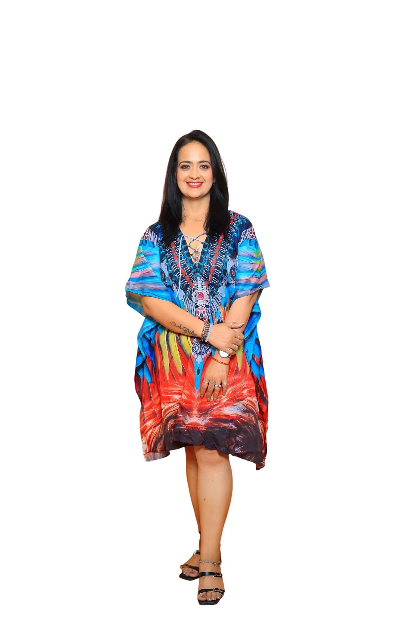 Women’s Crepe Printed Kaftan – Free Size Comfortable Lounge Wear Multicolour 050-image-21