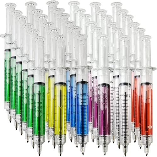 TIHOOD 36PCS Syringe Pens Retractable Fun Multi Color Novelty Pen for Nurses, Nursing Student School Supplies, Birthdays, Stocking Stuffers and