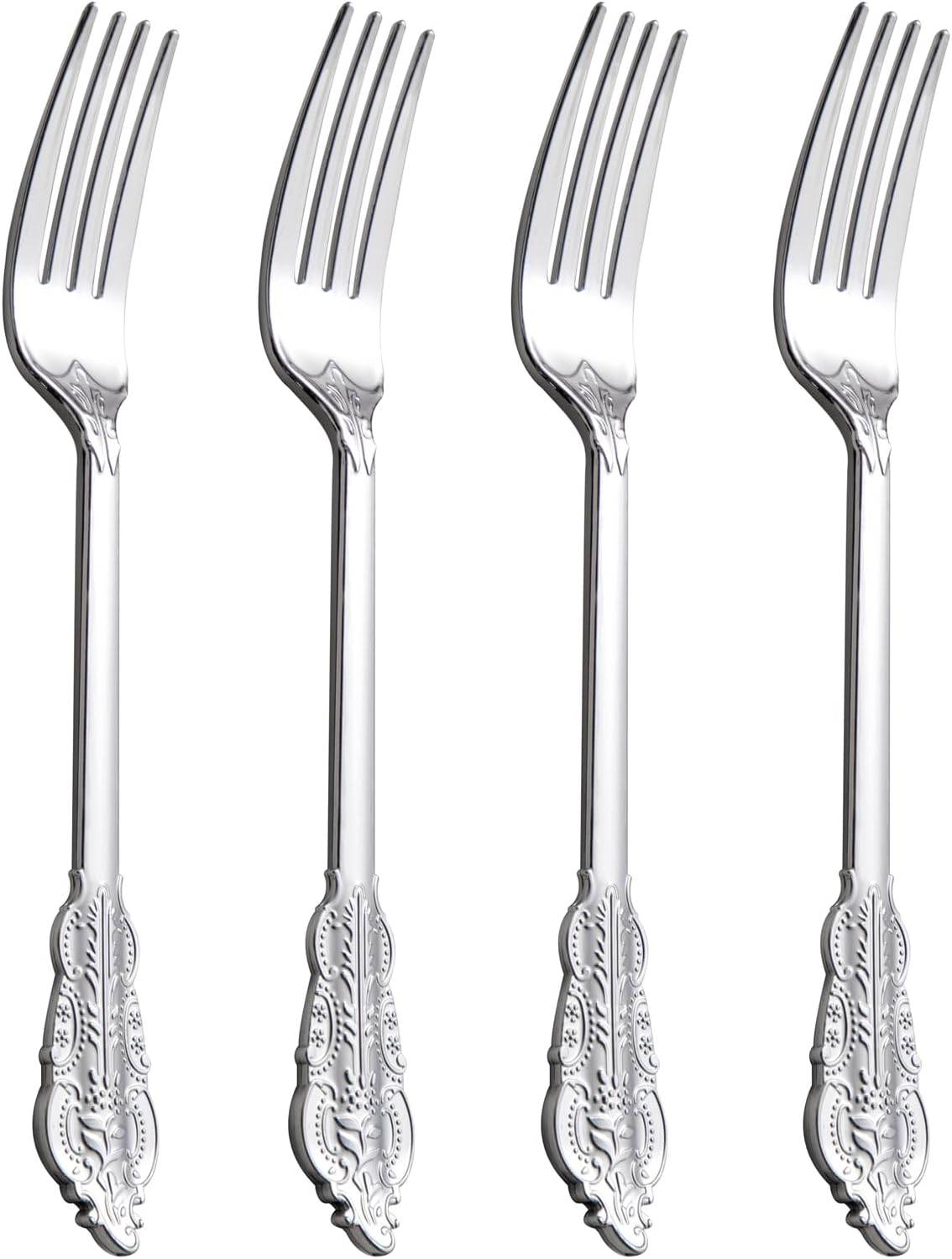 YOUBET 300Pack Disposable Silver Plastic Forks, Solid and Durable Plastic Cutlery Forks, Heavy Duty Disposable Utensil Silverware for Catering, Parties, Dinners, Weddings