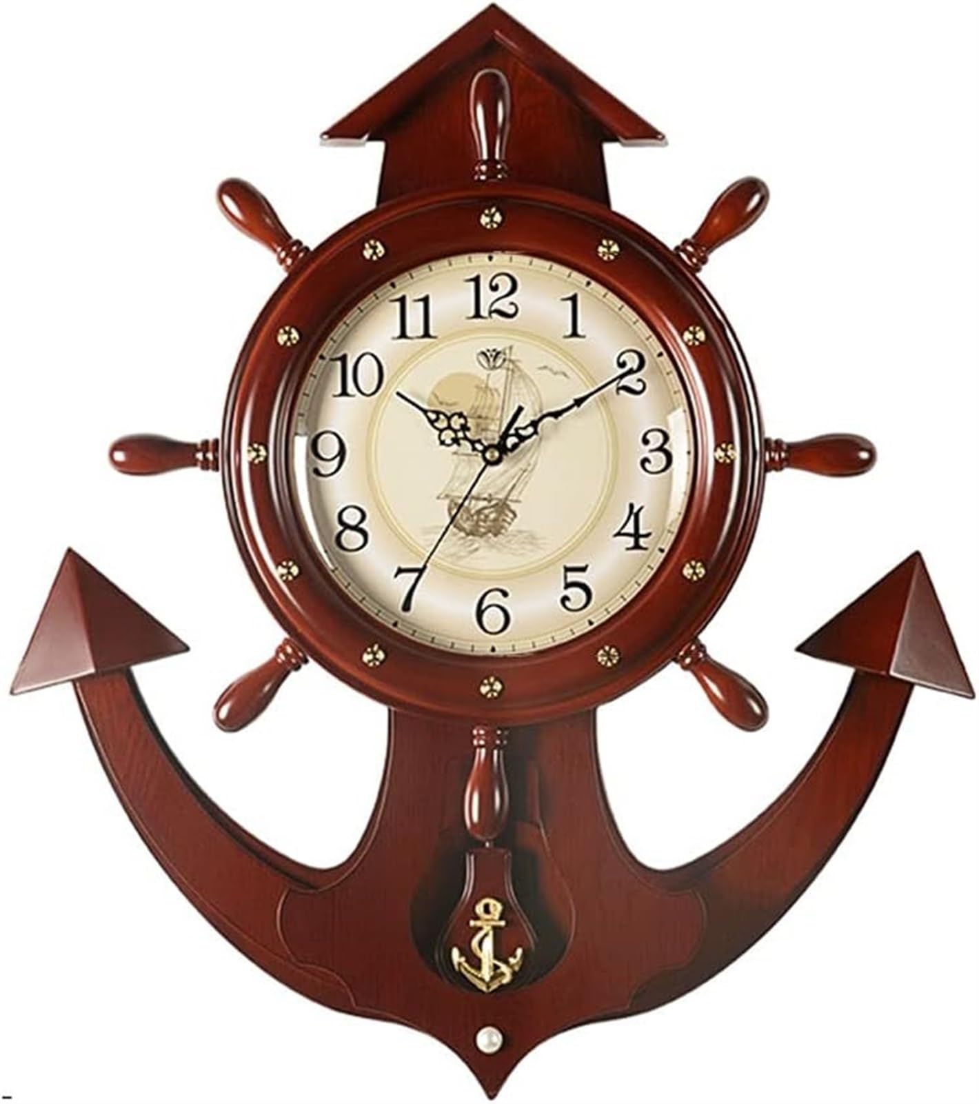 Horloge murale ancre de navire aux finitions soignées pour chambre et salon