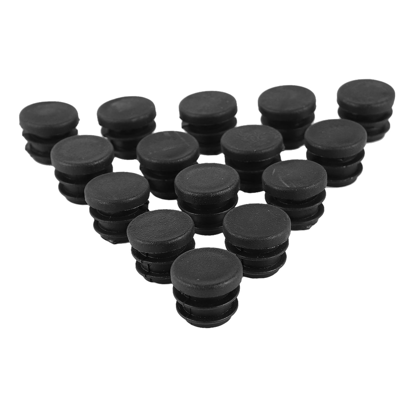 Tapones redondos para tubo en color negro diseñados para proteger patas de muebles y sillas.