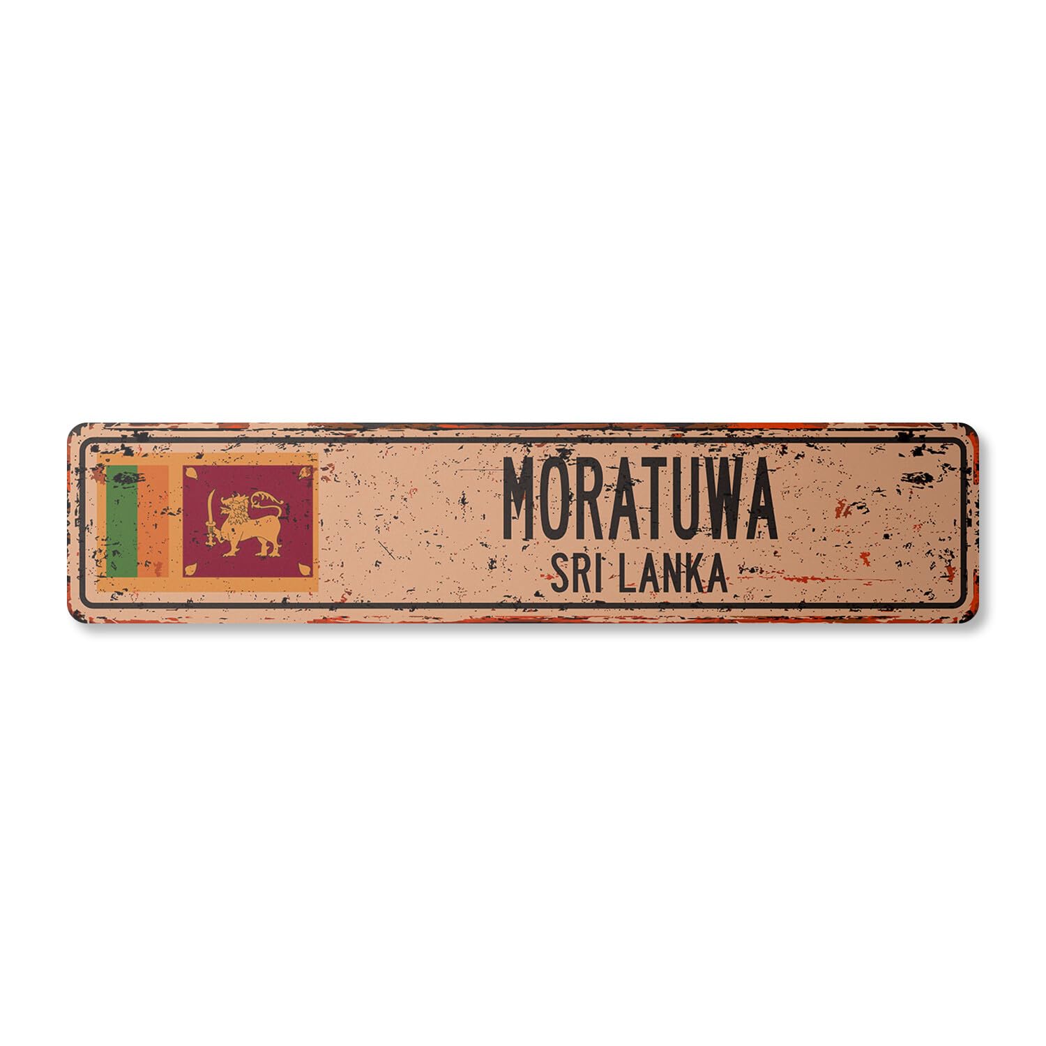 MORATUWA SRI LANKA Vintage Street Sign Sri Lankan flag city country road rustic