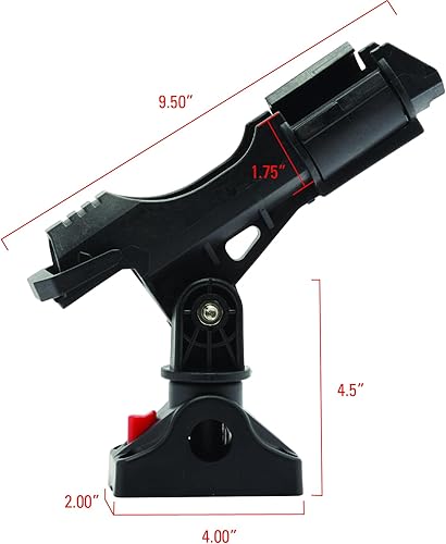 Miniatura 6 de Extreme Max 3006.8615 Soporte para caña de pescar con poste ajustable y bloqueo de montaje fijo, color negro