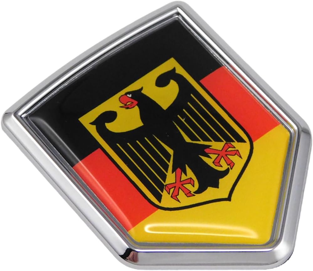 Car Chrome Decals CBSHD077 German Decal Germany Flag Car Chrome Shield Shape Emblem 3D Sticker Deutschland