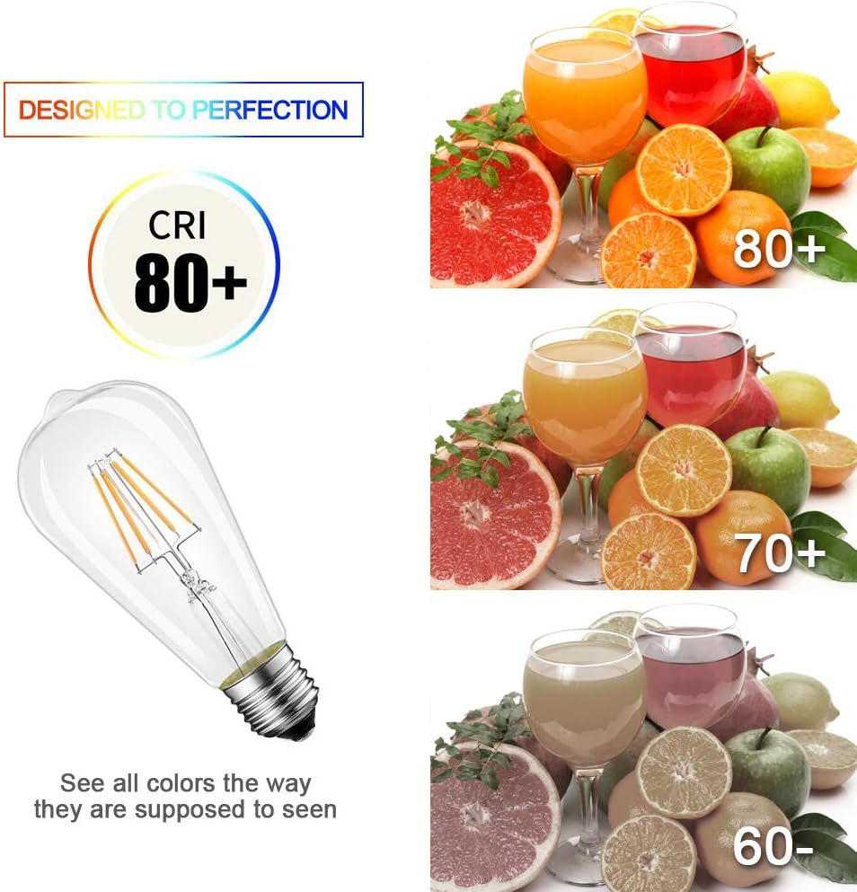 Soft White LED Vintage Filament Bulbs, Pack of 6