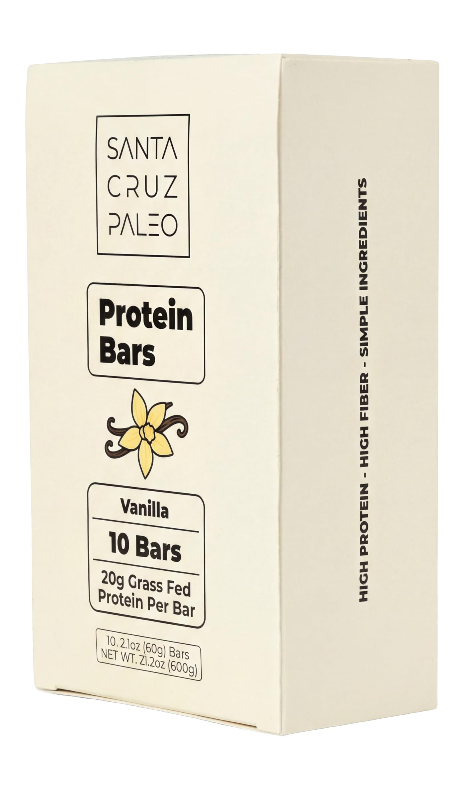 Santa Cruz Paleo Protein Bar – 20g Grass-Fed Whey & Collagen Protein – Wildflower Honey Sweetened, No Seed Oils, High Protein Snack Bar (Vanilla Flavor, Pack of 10) — view 3