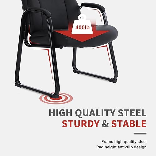 Miniatura 7 de CLATINA Big & Tall - Silla ejecutiva para sala de espera de 400 libras con reposabrazos acolchado de cuero regenerado, estilo moderno, con base de