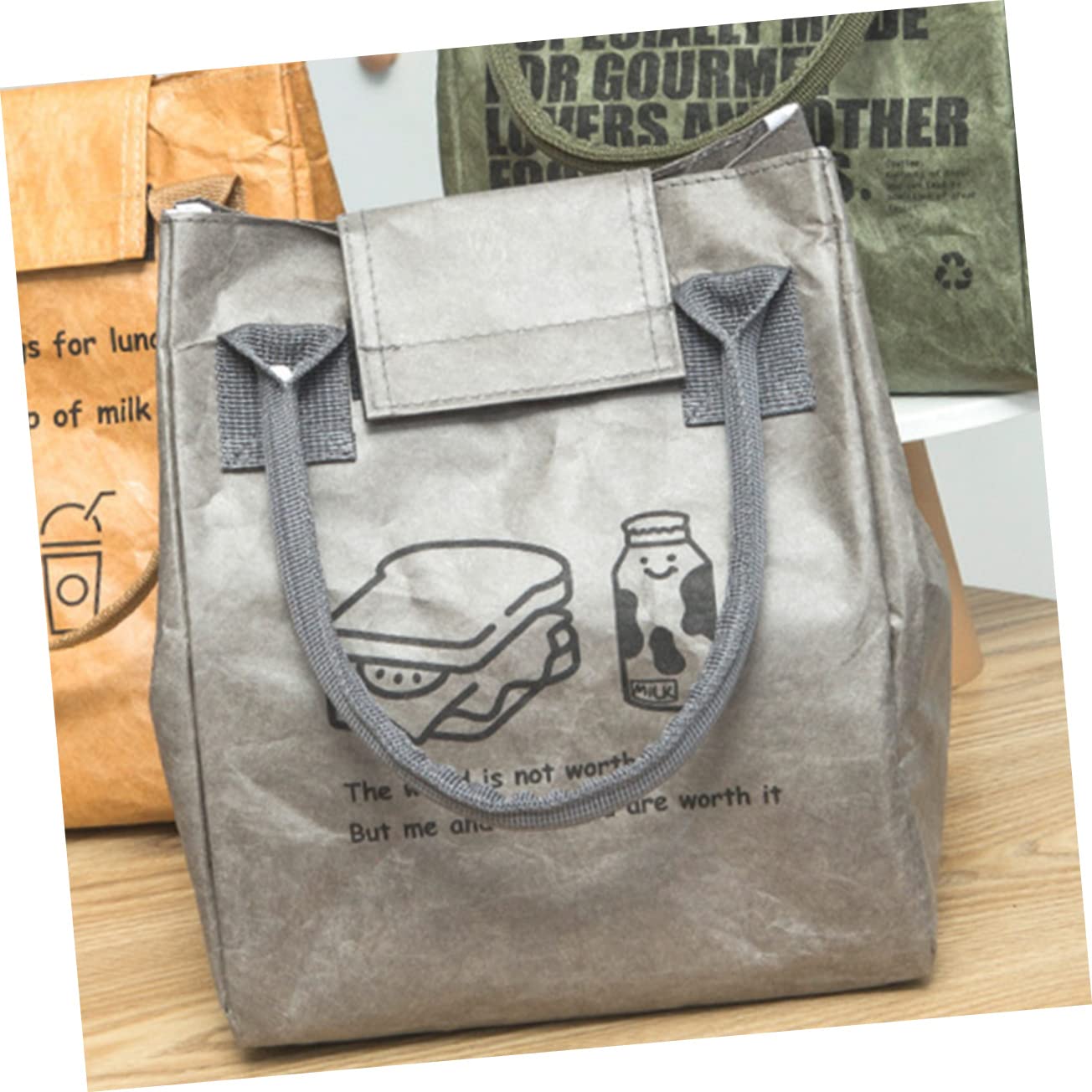 TOPBATHY 4piezas Bolsa De Almuerzo Aislante Bolsa De Transporte Para Comida Asa Para Oficina Escuela y Picnic Material Resistente y Ligero Diseño Elegante y Funcional