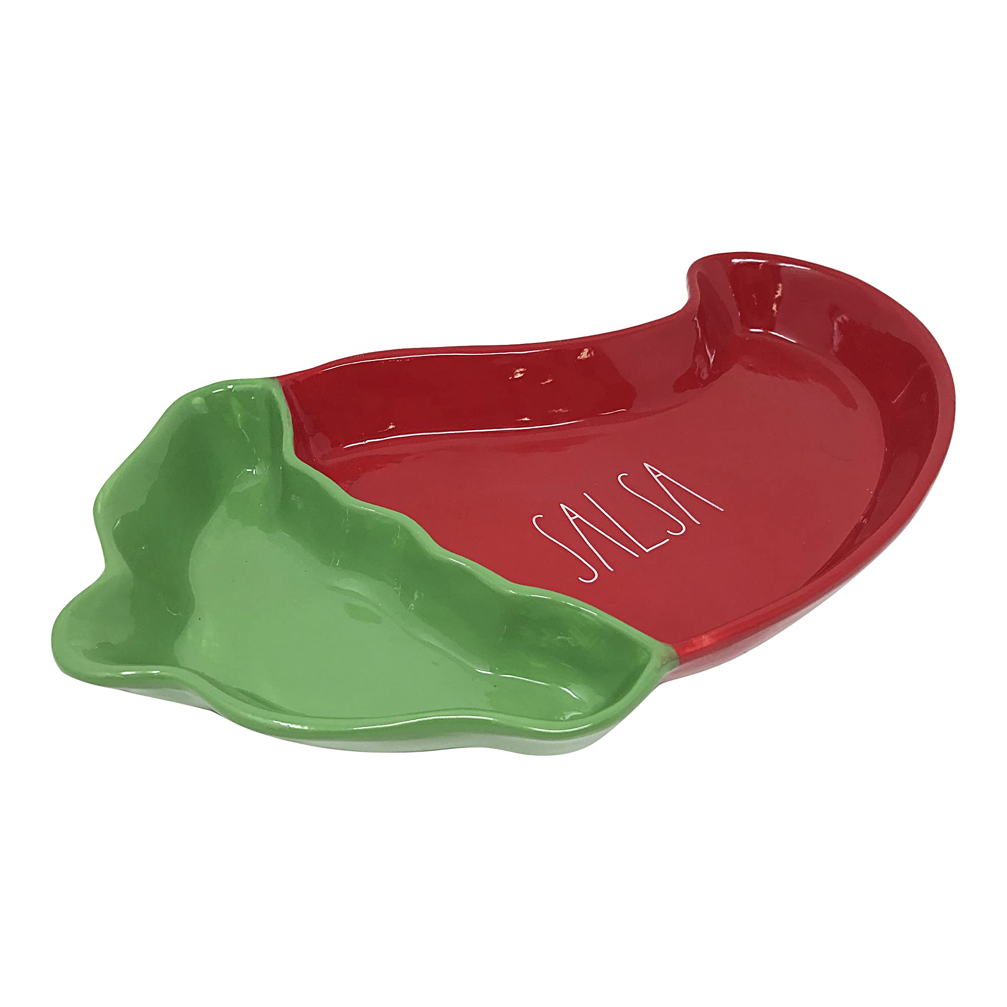 Rae Dunn by Magenta Ceramic Chip and Dip Platter (Salsa/Red/Green, 14