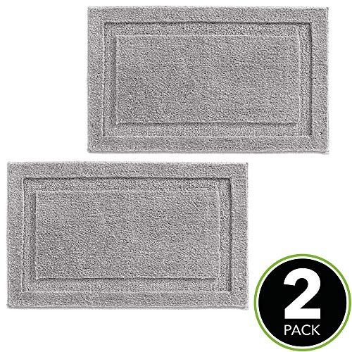 mDesign Soft Microfiber Polyester Non-Slip Rectangular Spa Mat, Plush Water Absorbent Accent Rug for Bathroom Vanity, Bathtub/Shower - Machine Washable, 34