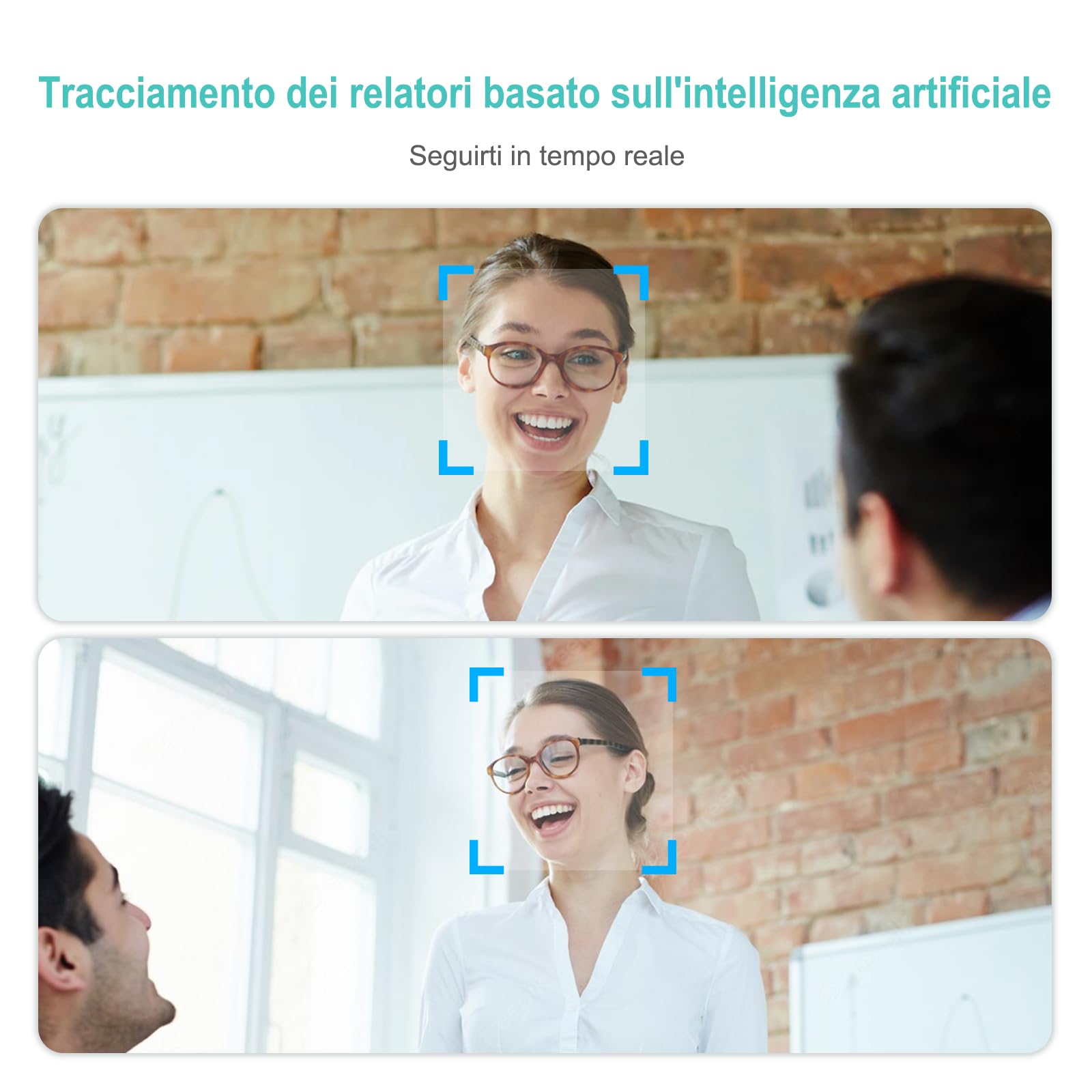 Webcam ​​4K per Videoconferenze, con Microfono e Altoparlante, Inquadratura Automatica e Tracciamento del Relatore, Zoom Digitale 5X, Cancellazione Rumor, per Zoom/Skype/Teams/PC/Mac/Windows TV