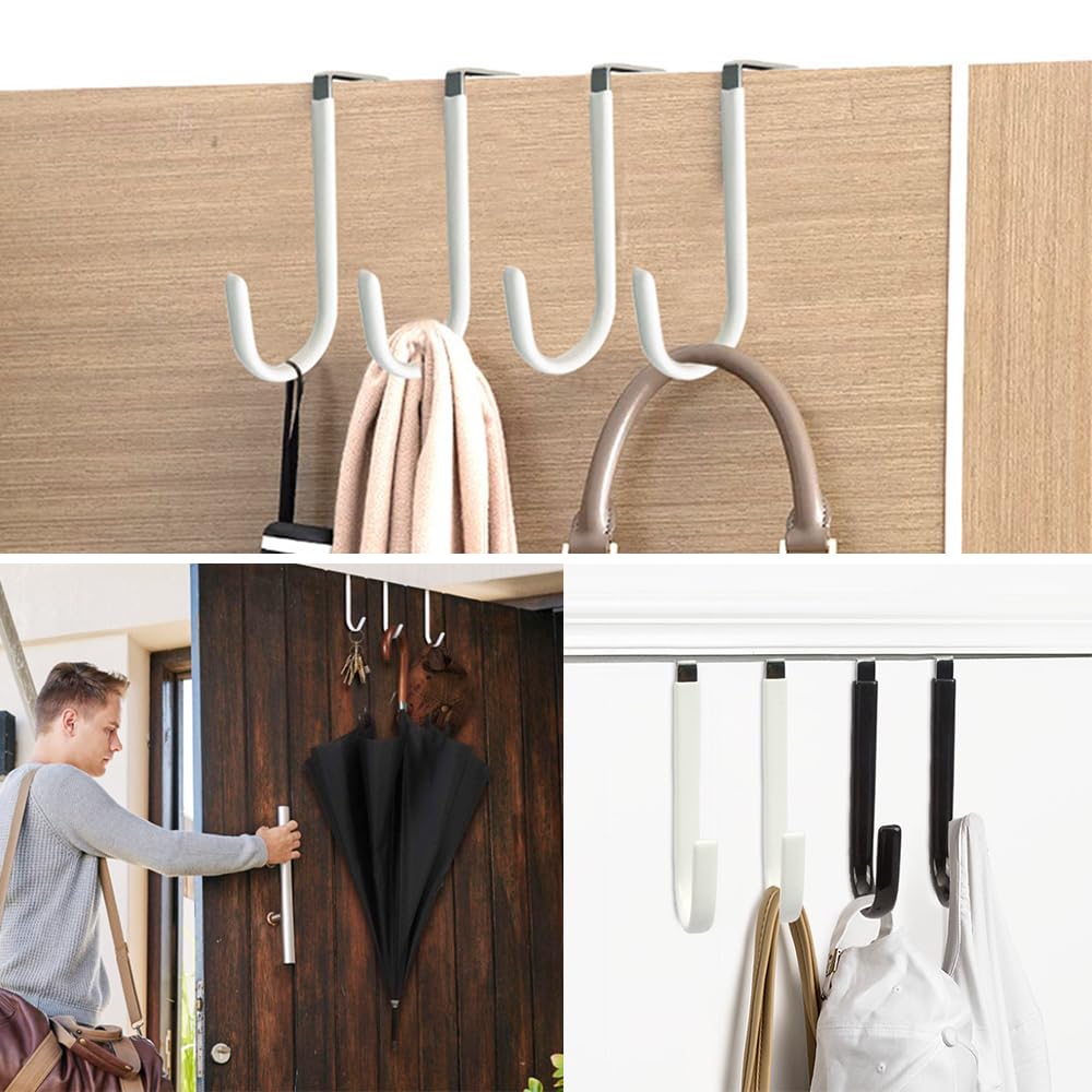 5 Pezzi Gancio per porta, Attaccapanni da Porta Senza Foratura,Appendiabiti Porta,per Camera da Letto Bagno Cucina Ufficio(Contiene uno strato di gomma bianca)