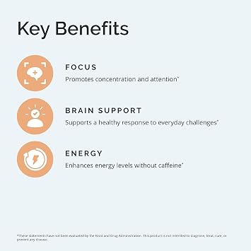 BRAINMD Dr Amen Focus & Energy - 120 Capsules - Mental Endurance Booster, Promotes Concentration & Attention - Caffeine Free, Gluten Free - 30 Servings