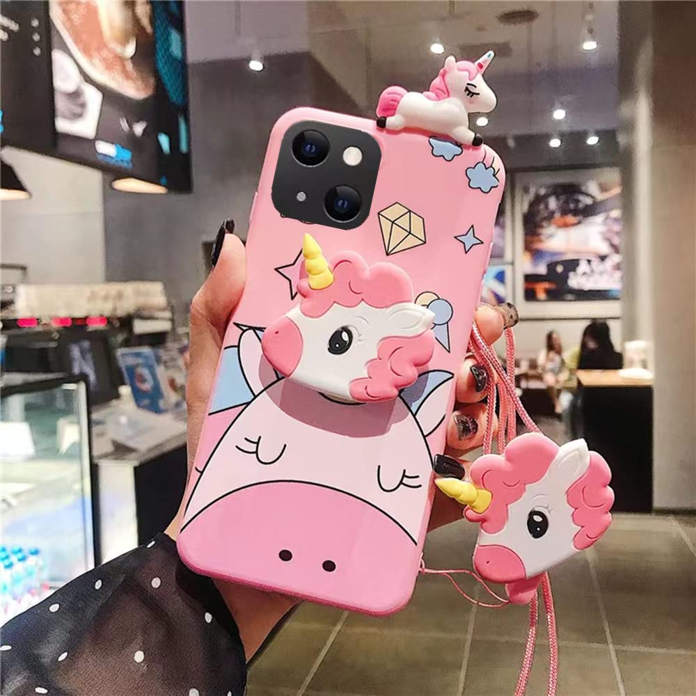 Wifantien 3D Cute Unicorn Soft Case For IPhone 15 Pro Max 6.7 Inch,3D Cute Cartoon Kawaii Fashion Character Unicorn Horse Shape Kids Girls Women Soft