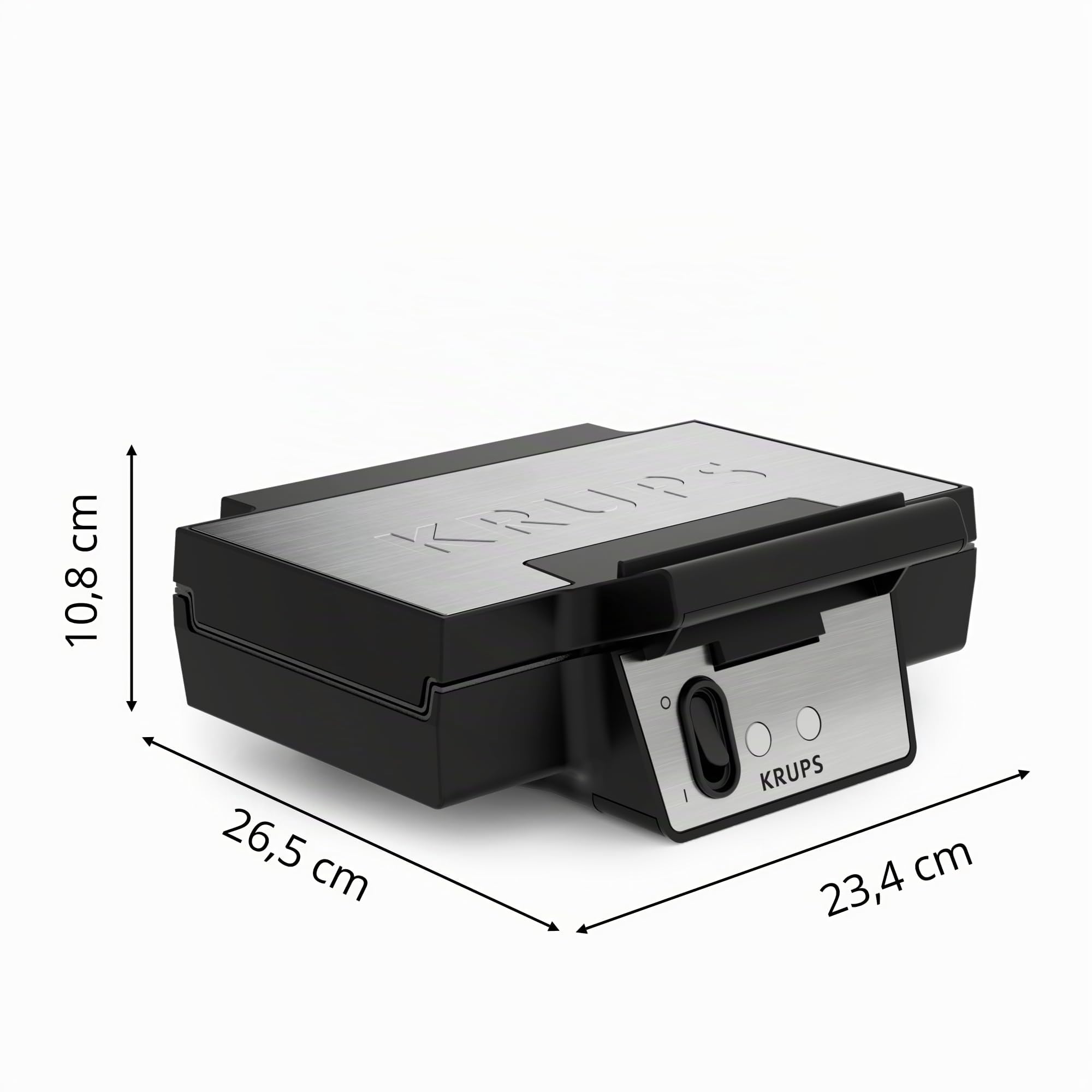 Krups FDK FDK261 - Gaufrier Iconic 850 W - Plaques antiadhésives en céramique - Design emblématique - Rangement vertical - Facile à utiliser - Noir/acier inoxydable