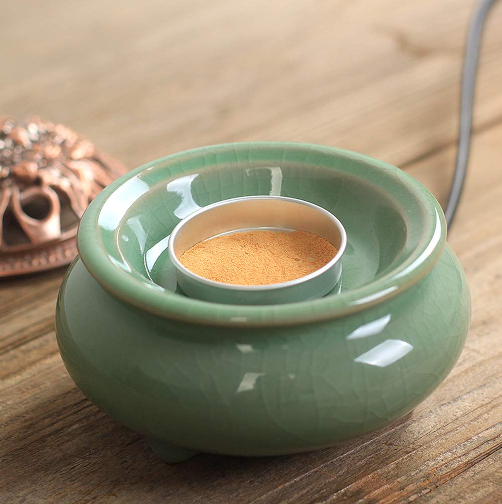 RXBFD Diffusore di Olio Essenziale in Ceramica, bruciatore di incenso Elettrico Regolabile con Temperatura di temporizzazione, Forno elettronico per aromaterapia in Legno di agar