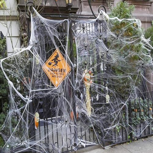 Halloween Deko Set,200g Dehnbare Spinnennetze &50Künstliche Spinnen-Perfekt für Innen/Außen, Garten,Tür Fenster Kamin Häuser Spukhaus&Partyzubehör-Schaurige Atmosphäre für Ihre Feier., 4.99 €