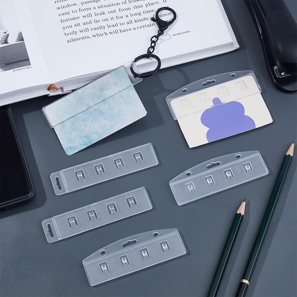 SUPERFINDINGS 24 Pcs Half Card Badge Holders Horizontal and Vertical with Grippers Hard Transparent PC Protectors Sleeves for Credit Cards Driver's Licenses Cards IDs - Image 4