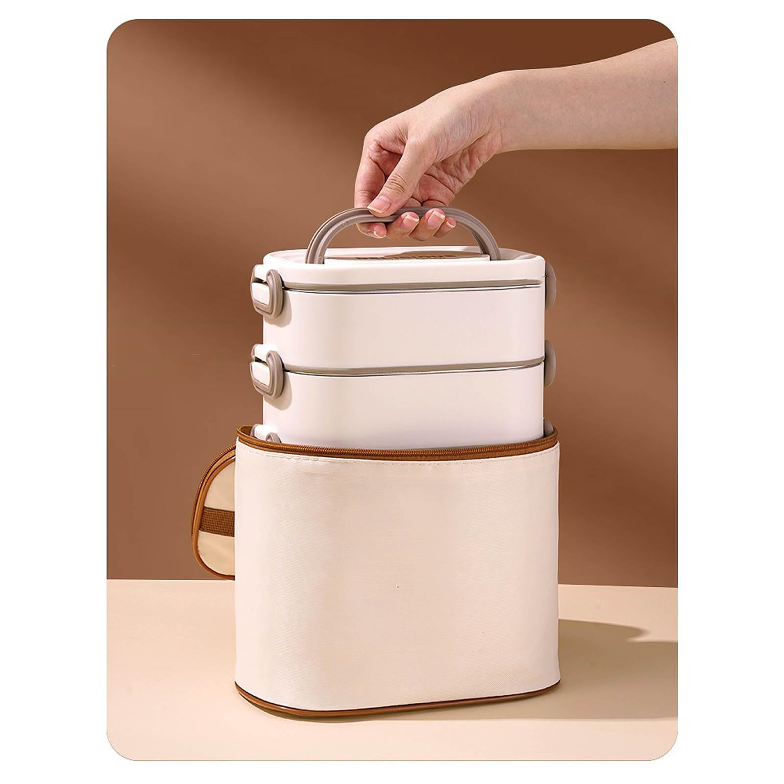 Caja de Almacenamiento de Alimentos Inoxidable con Flexible de Doble Gancho y Bolsa térmica para Transporte de Comidas frías y Calientes Caja de Comida Caliente Transportable