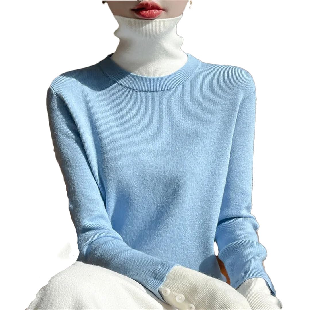 Maglione da donna con cuciture a collo alto in lana spessa maglione da ufficio caldo allentato