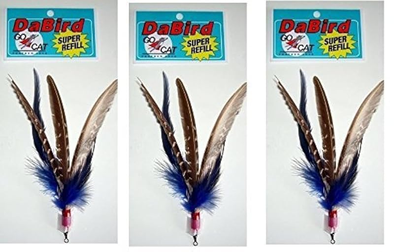 Refil de Penas para Brinquedo de Gatos Da Bird SUPER Da Bird, Cores Sortidas, Pacote com 3