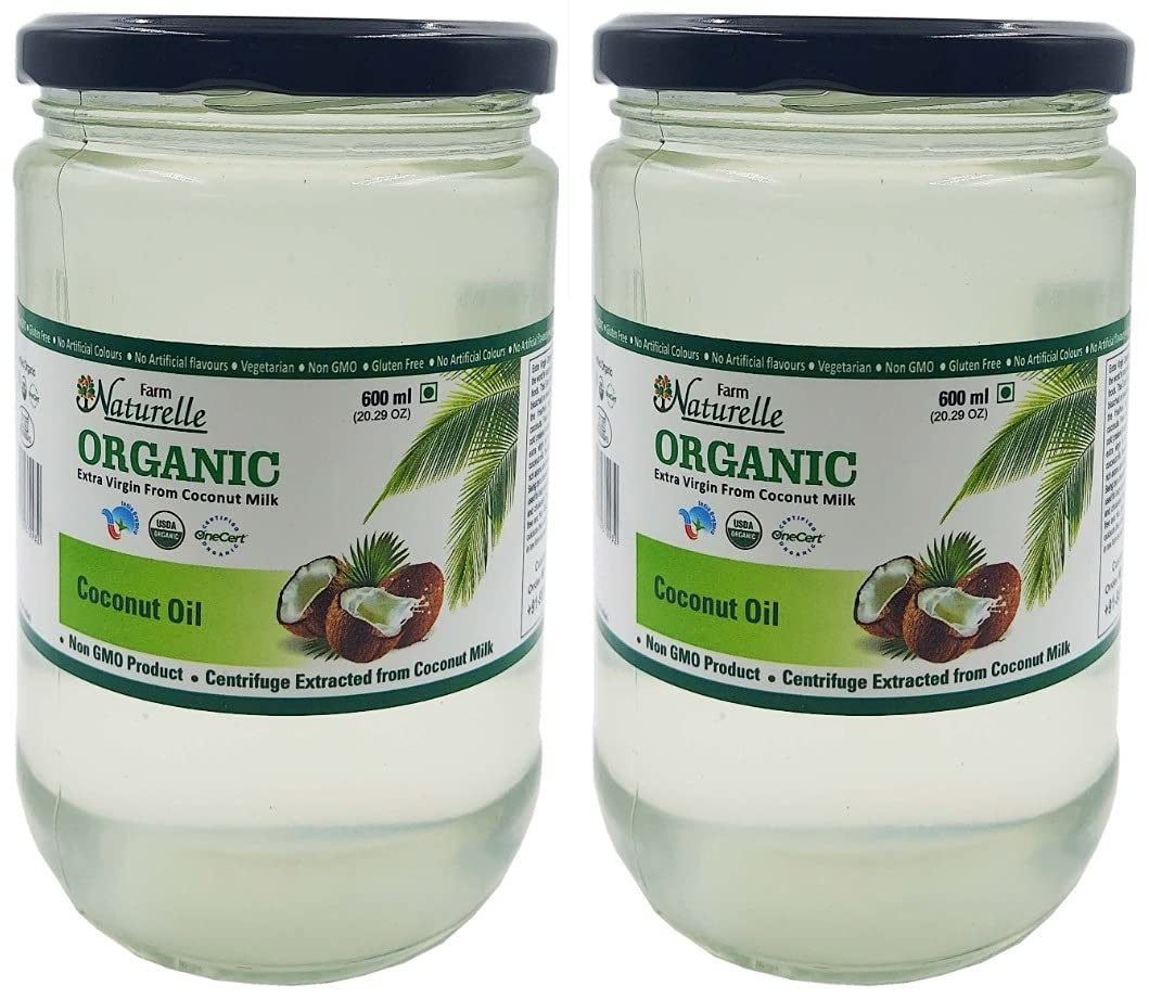 Farm Naturelle -100% Pure Organic Extra-Virgin Cold Pressed Coconut oil (600mlx2) (B07VPNLG71) Amazon Price History, Amazon Price Tracker