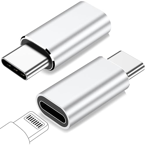 for Lightning Female to USB C Male Adapter for iPhone 16 15 Pro Max Plus,for iPad,for Samsung,Support 27W PD Fast Charging&Data Transfer,Type C Charger Connector Cable,Not for Audio/OTG,Silver