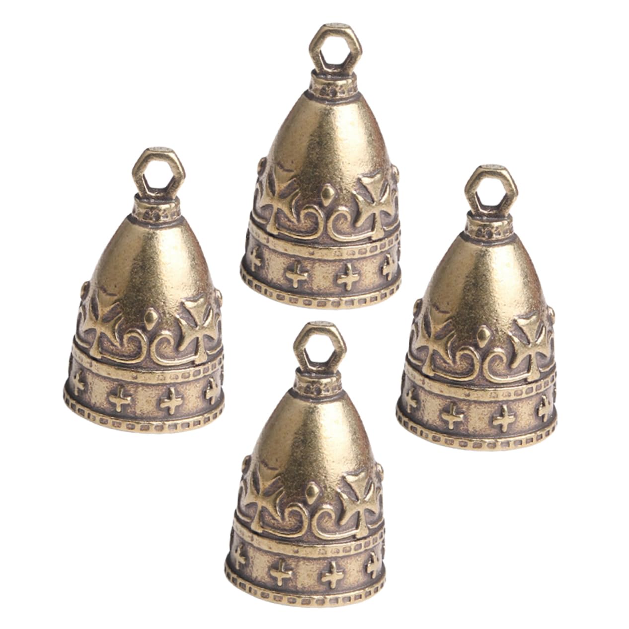 BESPORTBLE 4 Set Rame Invecchiato Vintage Campanelli Eolici Fai da Te Tromba Ciondolo Campana in Rame 4 Pezzi (Antico Invecchiato) Anello Pendente Hanger Cloche 4 Pezzi * 4